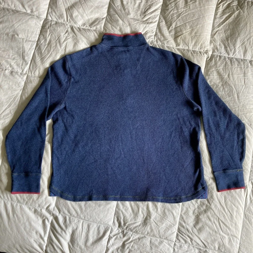 Robert Graham Mens 2XL Thermal Waffle Long Sleeve 1/4Zip Pullover Sweater Blue